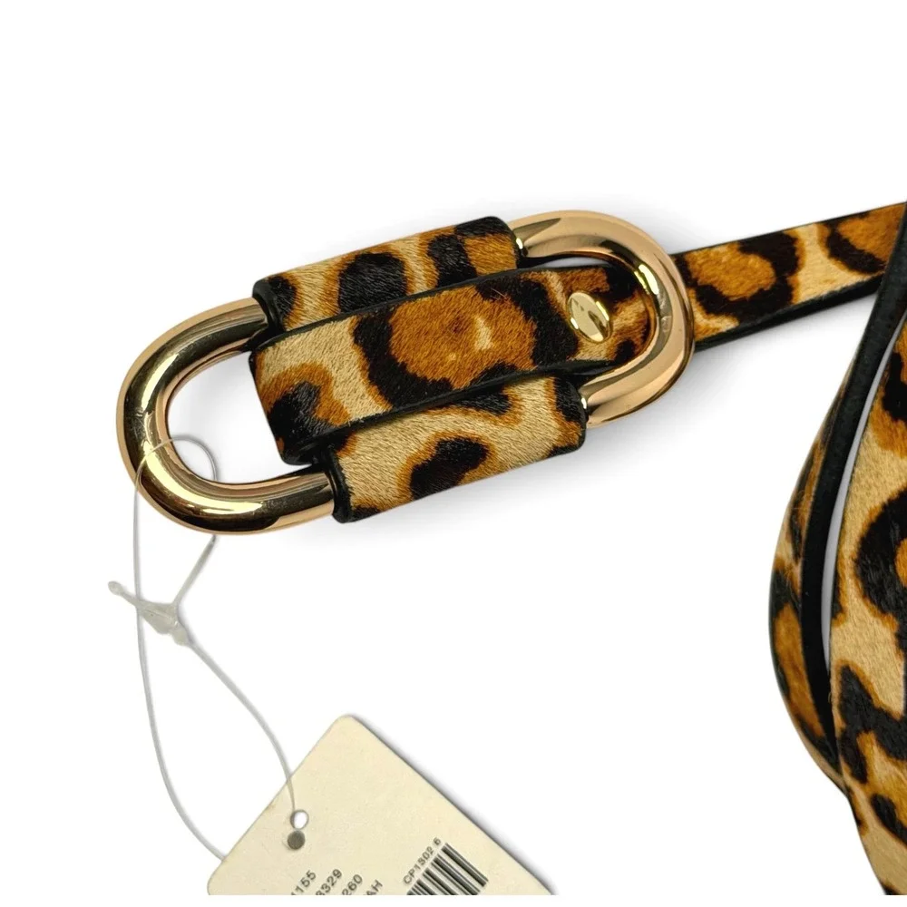 Anthropologie Blake Skinny Belt S NWT Cheetah Leopard Calf Hair Gold Modern